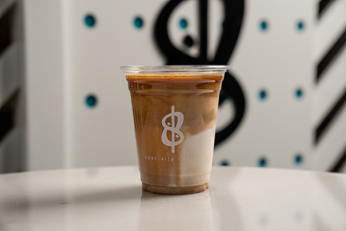 cold flat white W/coconut milk ETHIOPIA/ فلات وايت بارد بحليب جوز الهند